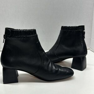 Stuart Weitzman Boots Ankle Booties Leather Square Toe Heeled Zip Black Size 6